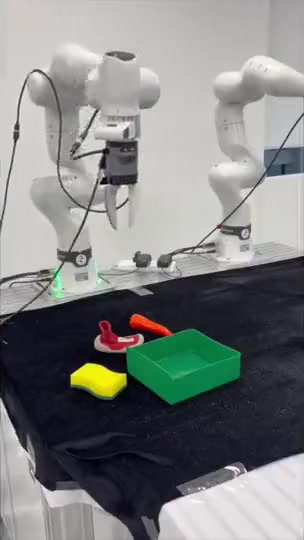 A Franka robot completing a long-horizon table-cleaning task